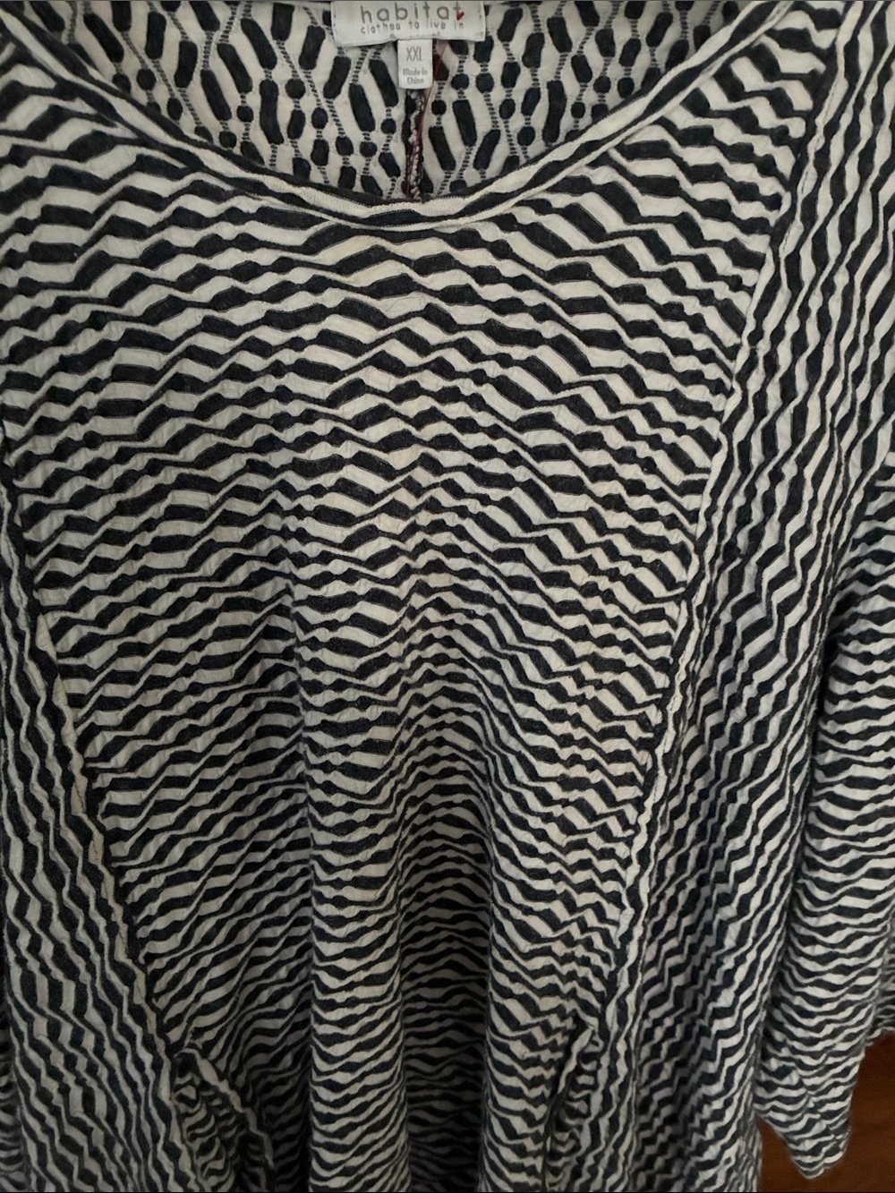 Habitat Black & White Wave-Stripe Tunic in Excellent Condition Size XXL